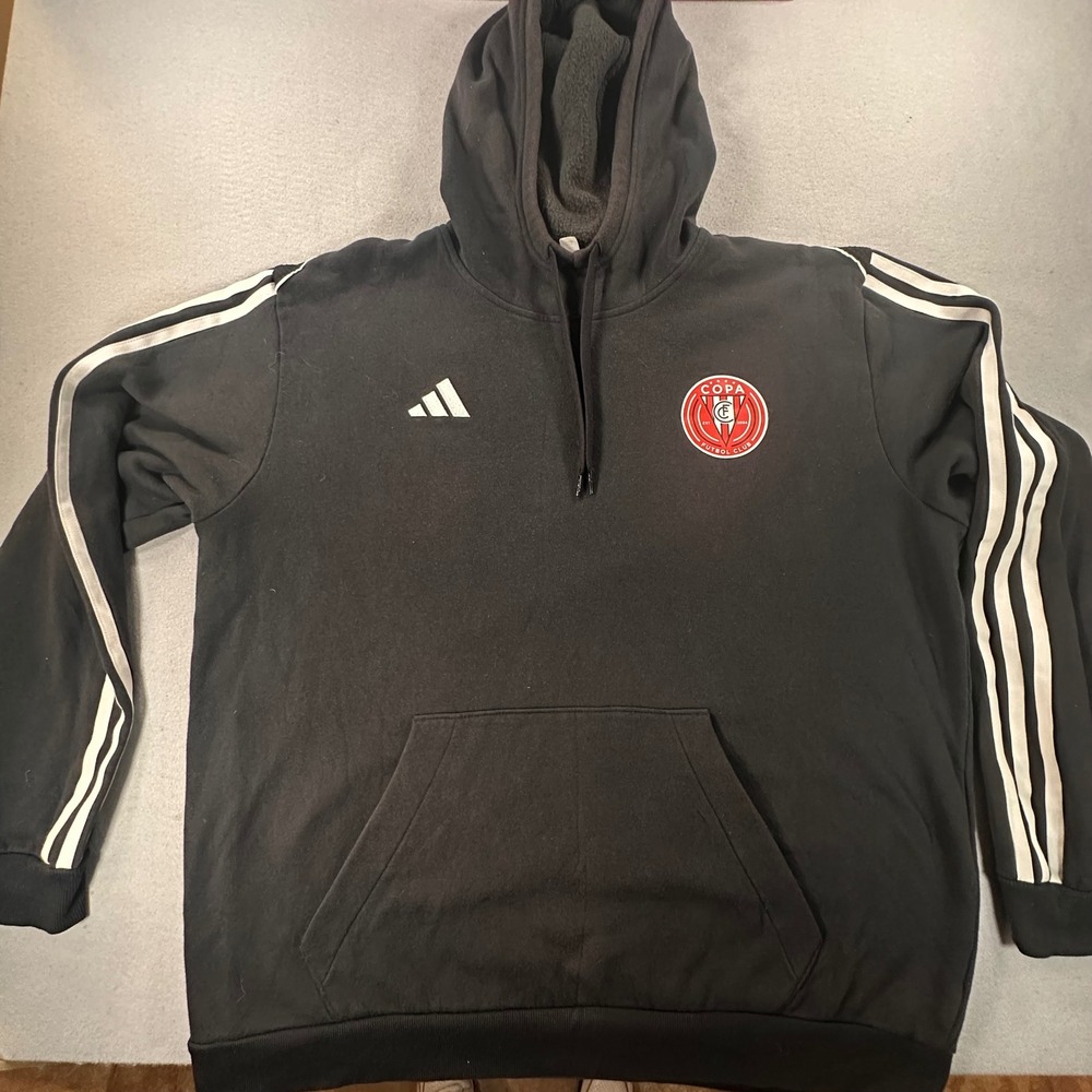 Adidas Mens Copa Futbol Club Soccer Hoodie Black Pullover XL‎ Three Stripe Logo